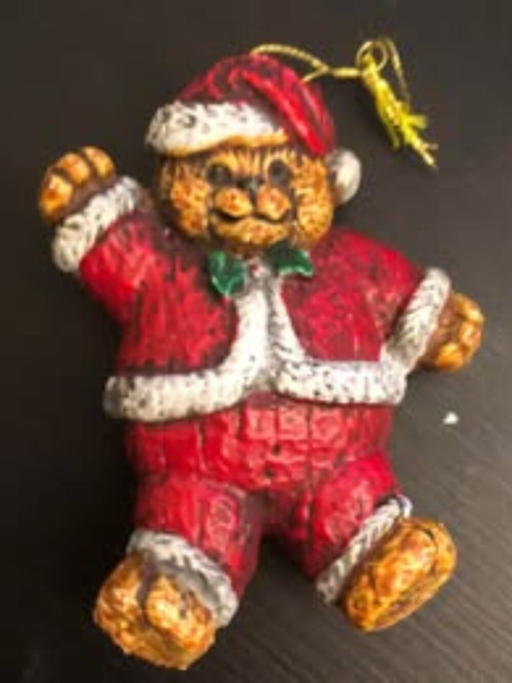 Vintage Santa Teddy Bear Christmas Ornament